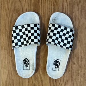 Vans Black and White Checkered Slides